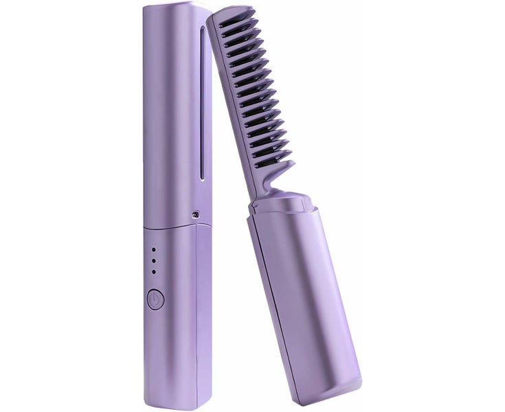 Rechargeable Mini Hair Straightener Compact Cordless Heating Comb USB Portabl Carousel 1