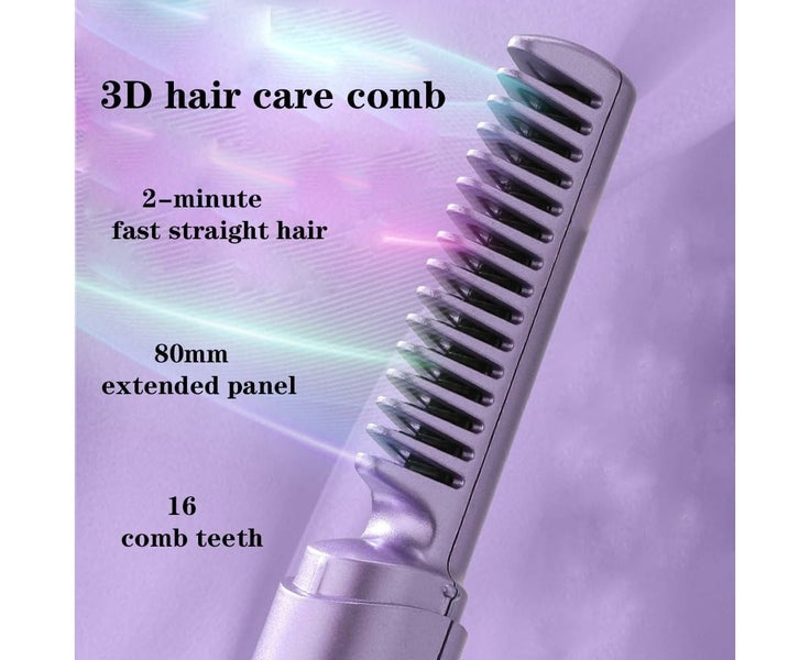 Rechargeable Mini Hair Straightener Compact Cordless Heating Comb USB Portabl Carousel 6