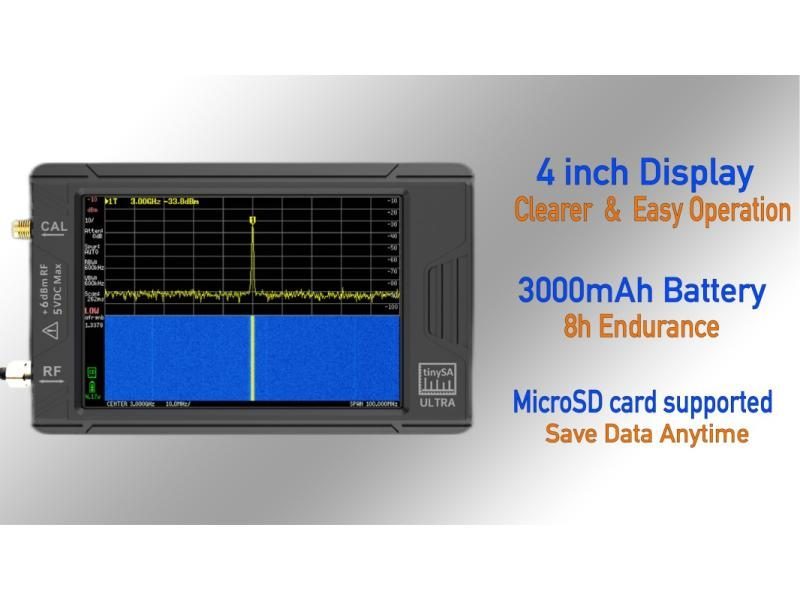 Tiny Spectrum Analyzer TinySA ULTRA 4" Display 100kHz-5.3GHz 32GB Card Version Carousel 1