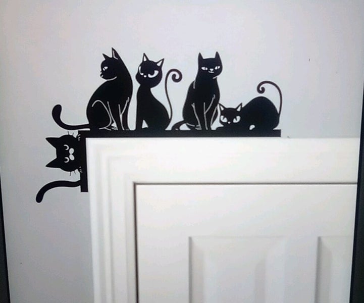 THE CATTAGE -Cute, Whimsical Metal Cat Door/Shelf Topper Add Charm To Any Room Carousel 4