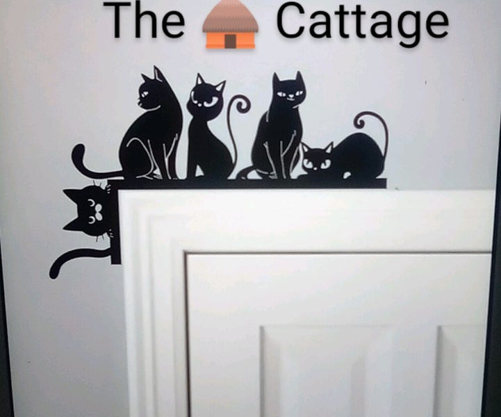 THE CATTAGE -Cute, Whimsical Metal Cat Door/Shelf Topper Add Charm To Any Room Carousel 1