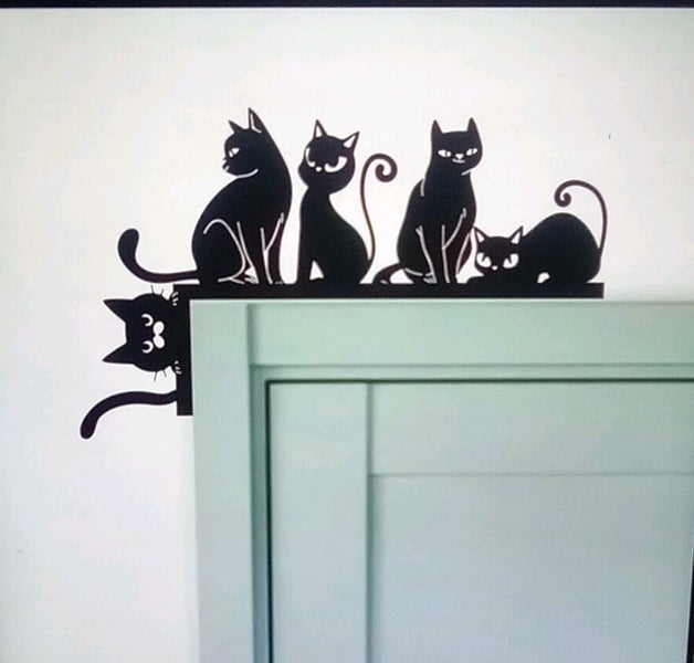 THE CATTAGE -Cute, Whimsical Metal Cat Door/Shelf Topper Add Charm To Any Room Carousel 2