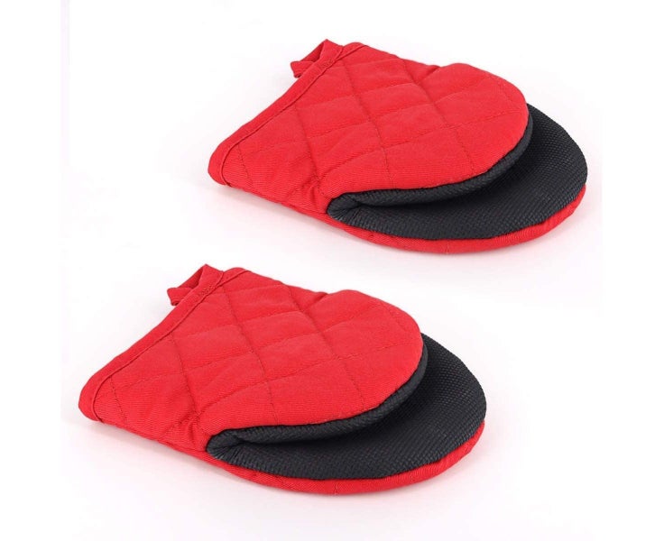 Red-AMAZINGCATS Neoprene Mini Oven Mitts, Heat Resistant 300 oF Gloves Pot Ho Carousel 1