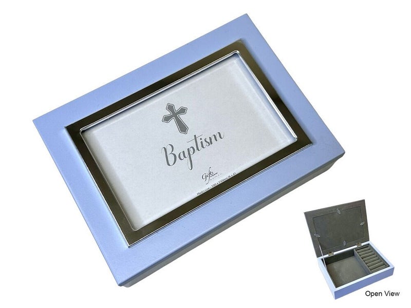 Baptism Keepsake Box - Blue Carousel 1