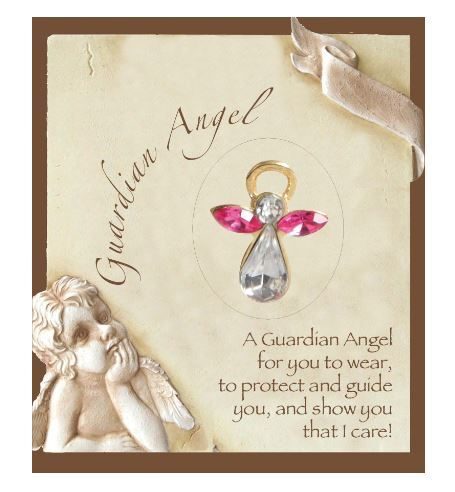 Guardian Angel Birthstone Lapel Pin - October Carousel 1