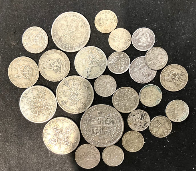 English silver coins 1920 era Carousel 1