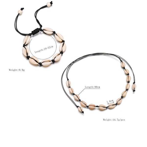 Veile Studios Bohemian Style Handmade Woven Boho Natural Shell Necklace Bracelet Carousel 2