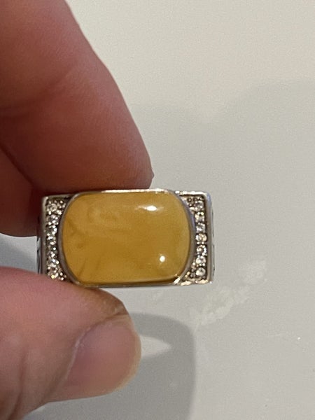 $1 reserve// S925 Natural Butterscotch Amber Solid Silver Ring Carousel 2