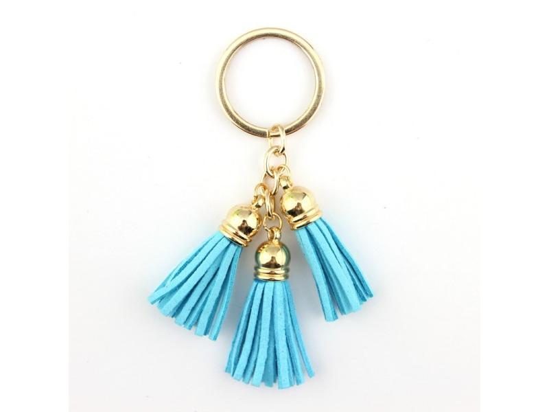 ZWPON New Fashion Women's Casual Triple Leather Tassels Keychain Bag Pendant Carousel 1