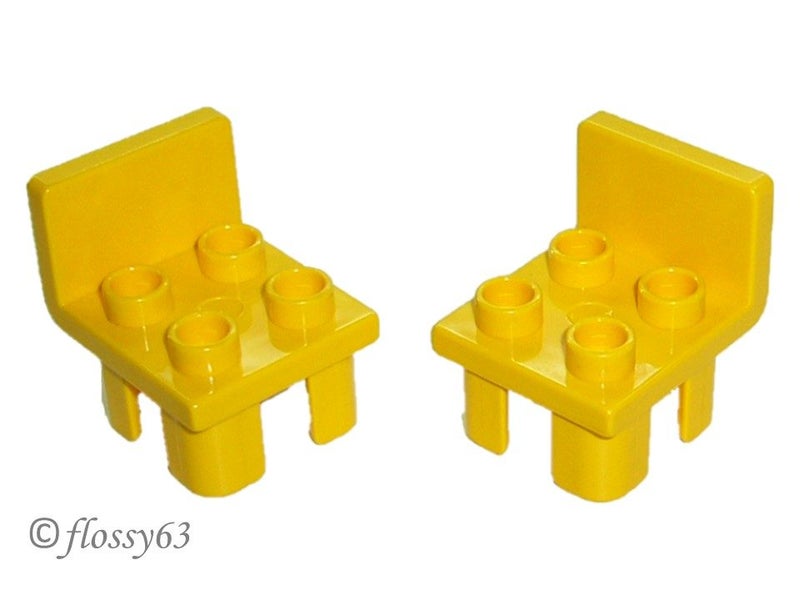 ®™DUPLO - 2 x Yellow Furniture Chair with 4 Studs & Squared Back ~Retired 2012~ Carousel 1