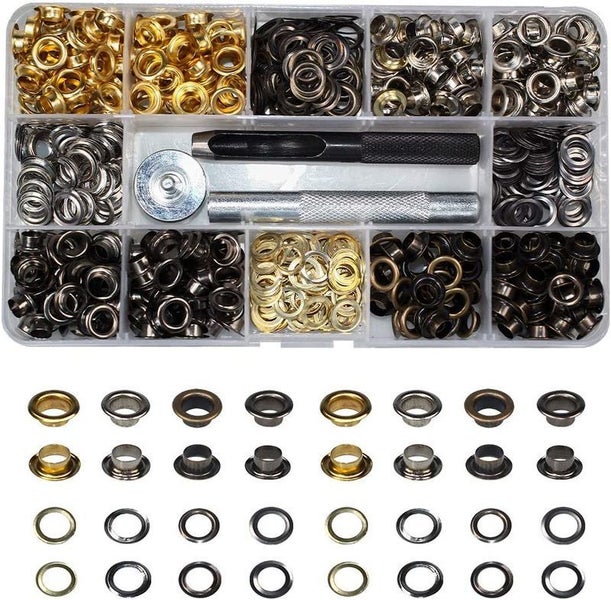 Metal Eyelets Grommets Button Kit with Tool Carousel 1