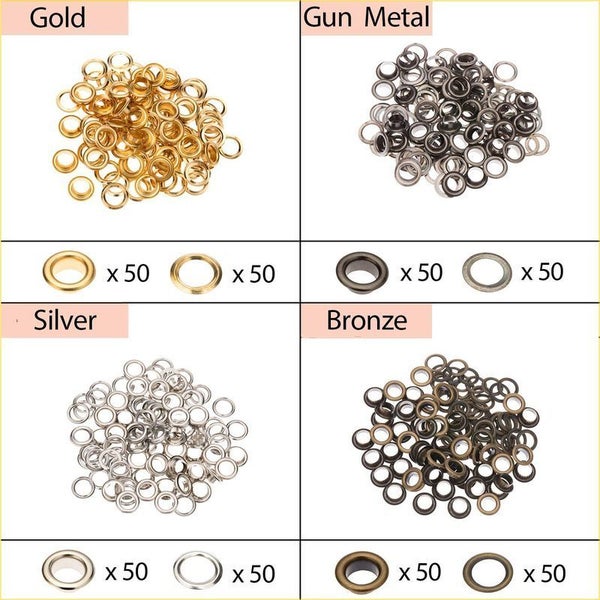 Metal Eyelets Grommets Button Kit with Tool Carousel 11