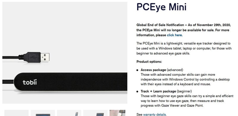 PCeye Mini Tobii Dynavox Eye movement eye tracker Like New (9.5/10 condition Carousel 1