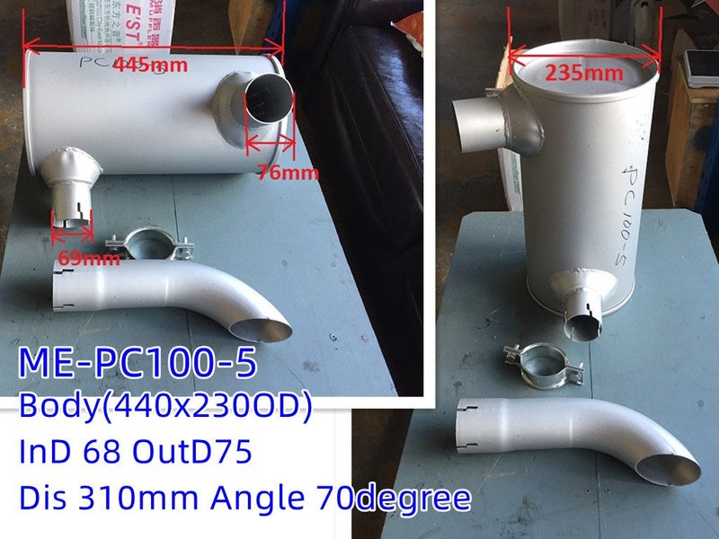 Digger Muffler Exhaust for PC30 35 38 40 45 56 60 75 100 120 200 210 240 300 350 Carousel 20