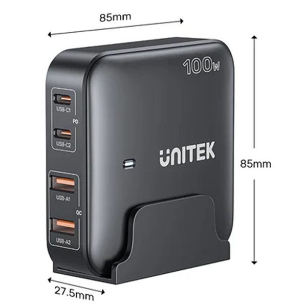 Unitek P1229ABK 100W Desktop GaN Charging Station with 2x USB-C PD Ports & 2x Carousel 4