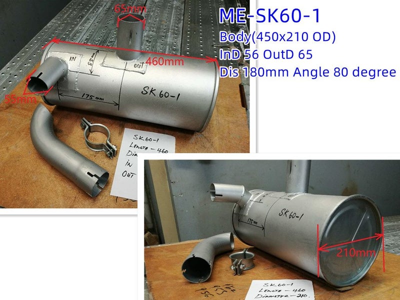 Digger Muffler Exhaust for SK60-1/3/5 75 SK100-1/3/5 SK120 SK135 SK200 210 300 Carousel 1