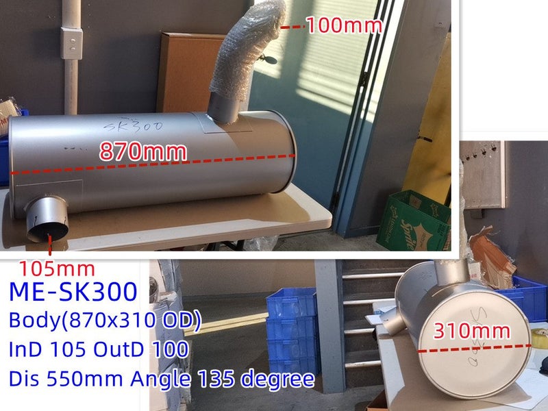 Digger Muffler Exhaust for SK60-1/3/5 75 SK100-1/3/5 SK120 SK135 SK200 210 300 Carousel 2
