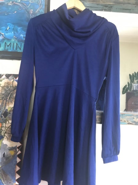 Cute 70’s retro cobalt blue, lovely flattering flare, mini dress Carousel 1