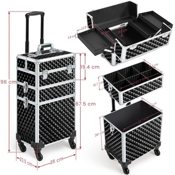 Makeup Case Portable Cosmetic Trolley Carousel 2