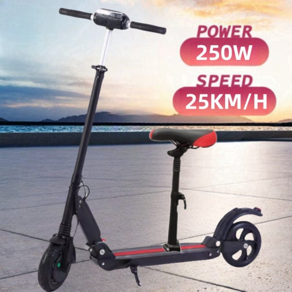 Portable Electric Scooter W SEAT Kids Adult Foldable 250W 25KM/H 8.5inch E Bike Carousel 1