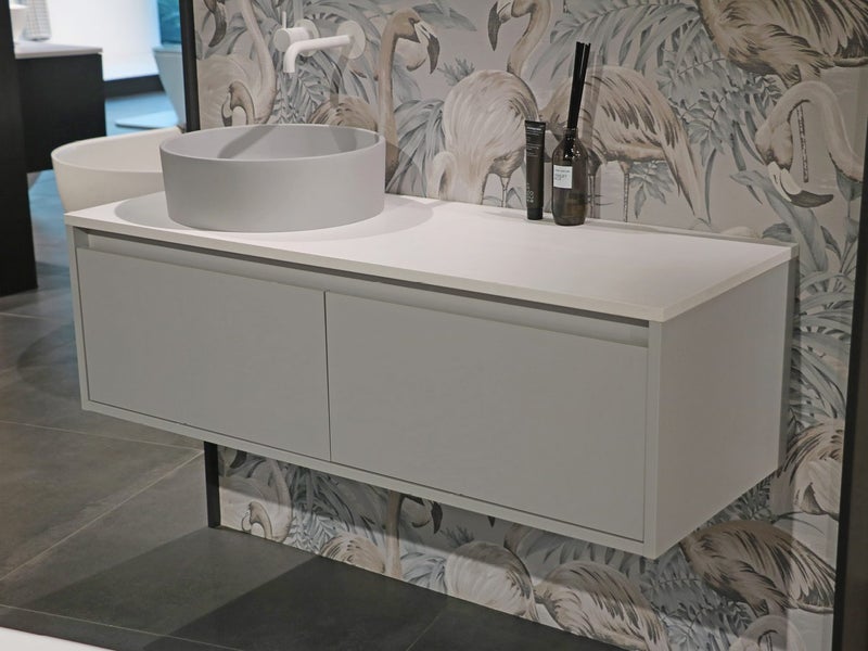 Prava Opaco 1200 2 Drawer Vanity Left Basin in Grey Pearl *Ex-Display* Was $2399 Carousel 2