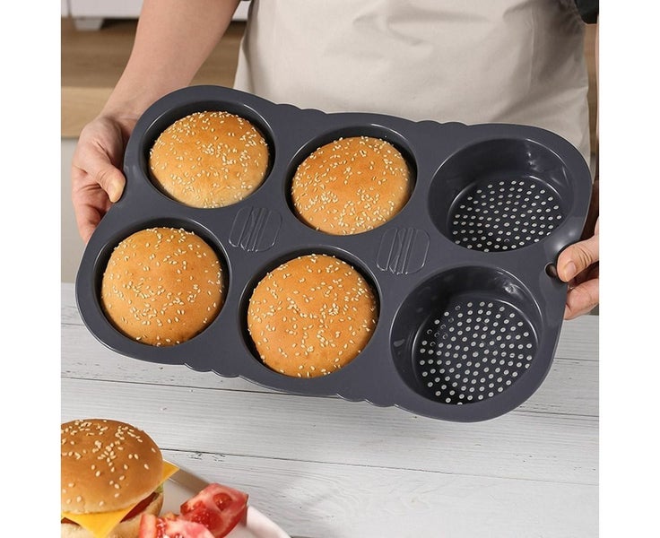 Silicone Bread Loaf Pan Non-stick Baking Tray Reusable Hamburger Bun Mold Hom Carousel 1