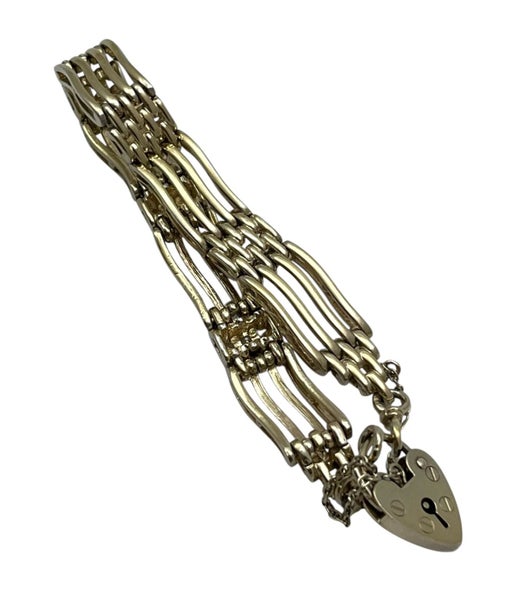 Solid Sterling Silver Yellow Gold Plated Ladies GATE Bracelet Weight 23 Grams Carousel 1