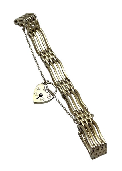 Solid Sterling Silver Yellow Gold Plated Ladies GATE Bracelet Weight 23 Grams Carousel 2