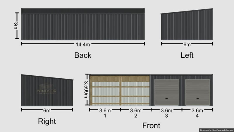 Farm Shed Kitset Lean to - (2 bays enclsoed and 2 bays open) Carousel 4