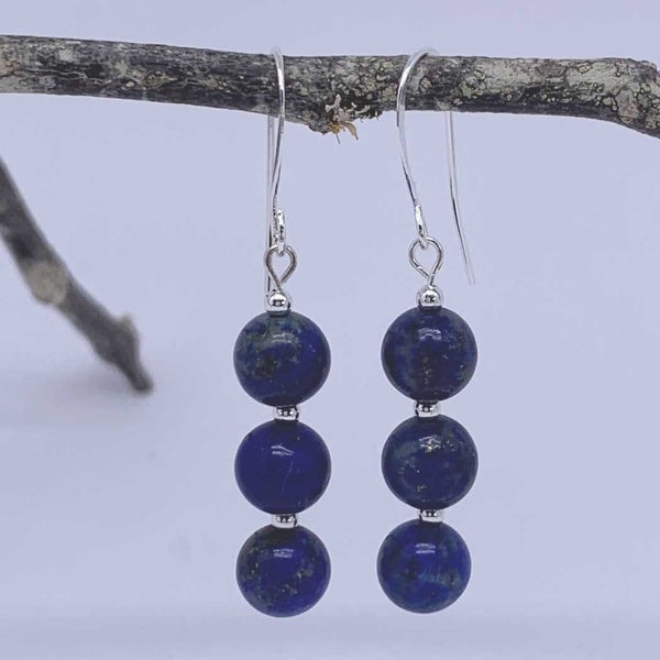 Silver Drop Earrings "Ardesia" (Lapis Lazuli) Carousel 1