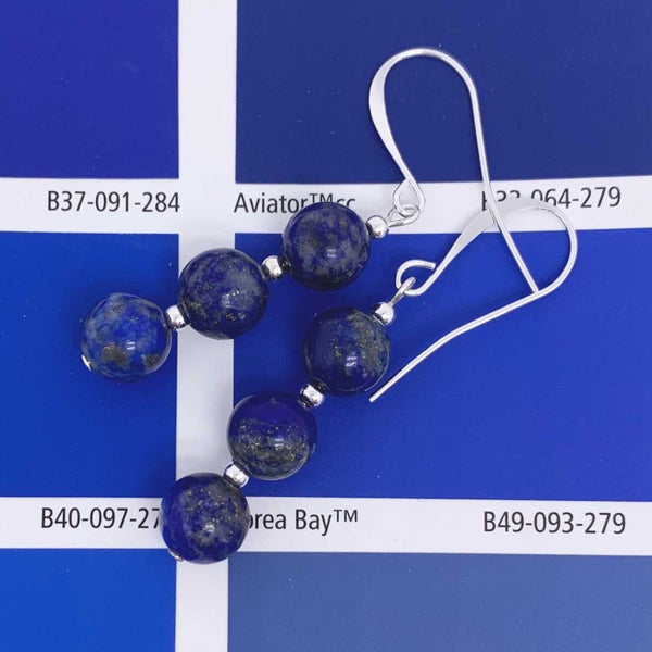 Silver Drop Earrings "Ardesia" (Lapis Lazuli) Carousel 2