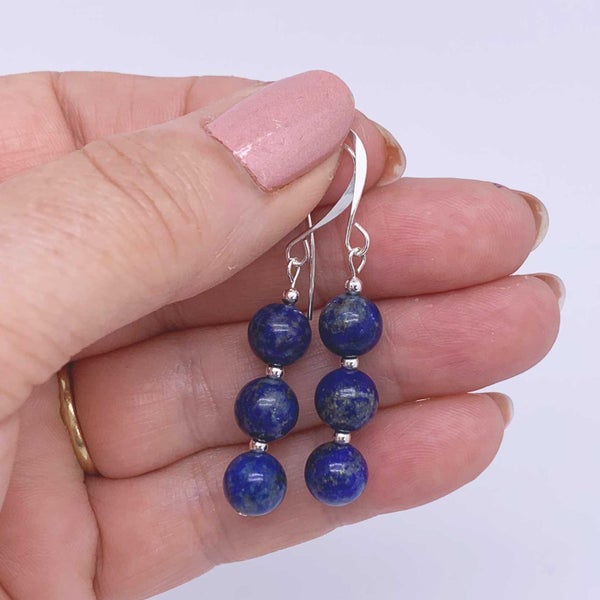 Silver Drop Earrings "Ardesia" (Lapis Lazuli) Carousel 3
