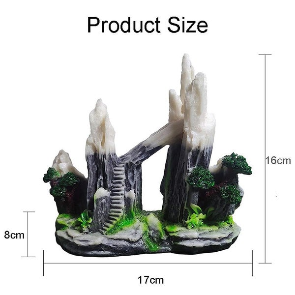 Aquarium Snow Mountain View with Step and Rock Cave Fish Tank Decor Carousel 2