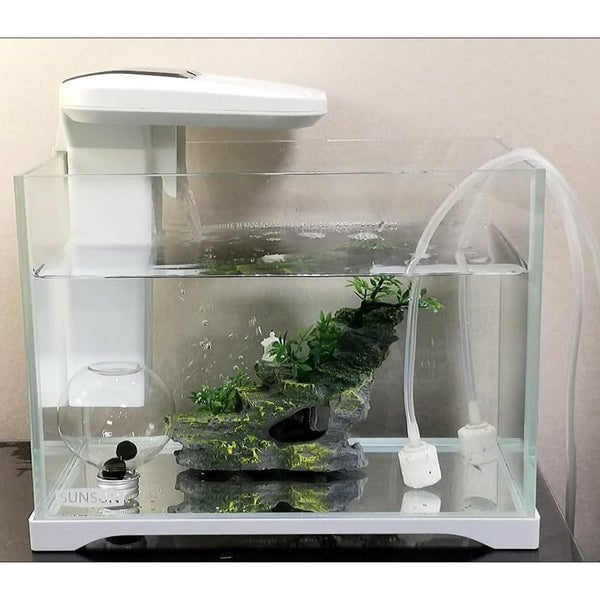 Fish Tank Ornament Artificial Mountain View Stone with Moss Tree Carousel 4