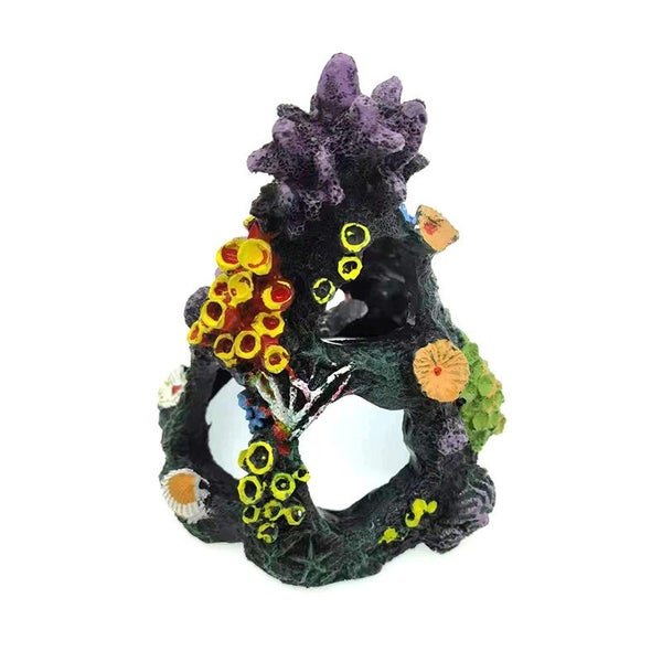 Coral Aquarium Reef Decoration Mountain Cave Betta Fish Sleep Rest Carousel 1