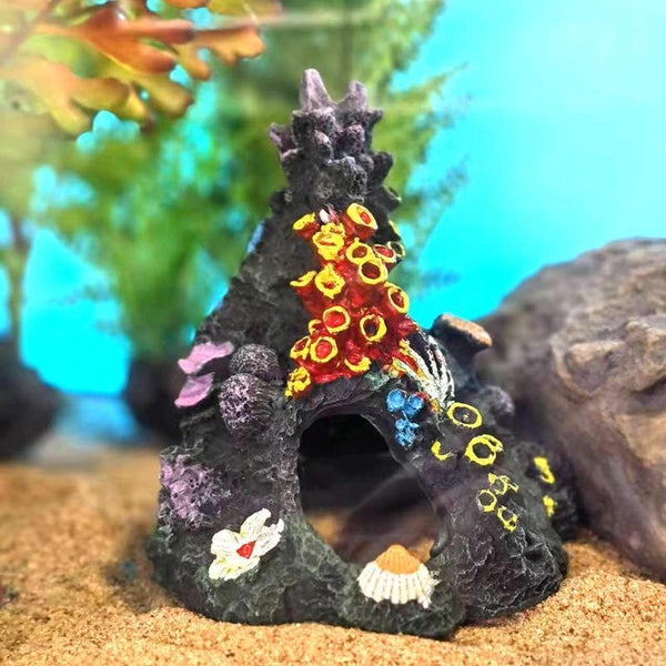 Coral Aquarium Reef Decoration Mountain Cave Betta Fish Sleep Rest Carousel 3