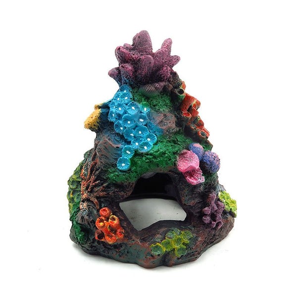Aquarium Coral Reef Decoration Resin Betta Fish Hideaway Rock Carousel 1