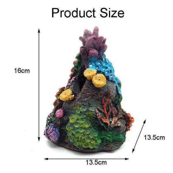 Aquarium Coral Reef Decoration Resin Betta Fish Hideaway Rock Carousel 2