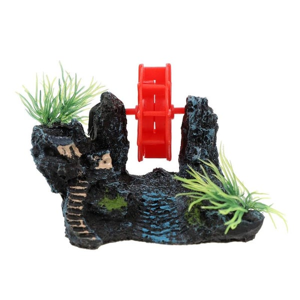 Fish Tank Mountain Decor with Waterwheel Artificial Aquarium Landscape-A Carousel 1