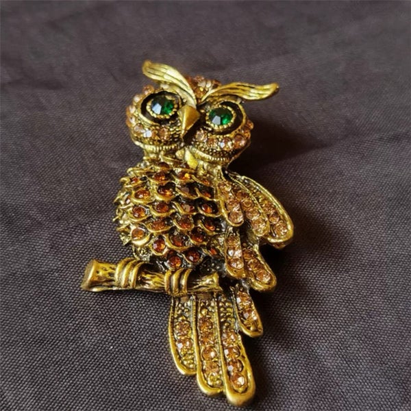 Vintage Owl Brooch – Sparkling Statement Accessory Carousel 1