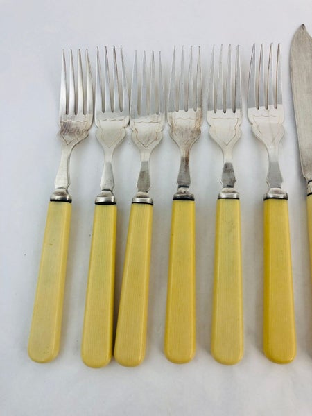 B & JS LTD - Silver Plate Bone Handle Fish Knives & Forks (21309)63617456018819111