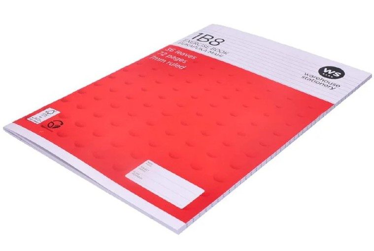 Exercise Book 1B8 7mm Ruled 36 Leaf Red Carousel 2