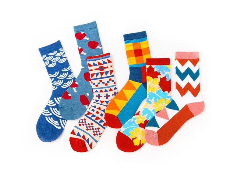 $1 R: x 5 Winter unisex pair French Retro Geometric Combination Art Socks. Carousel 6