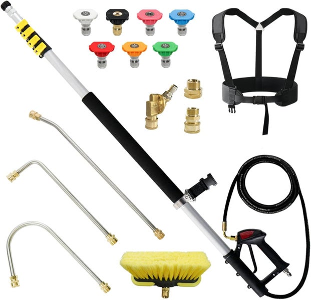 Pressure Washer Pole 7.3m Telescoping Pole with Harness Carousel 1