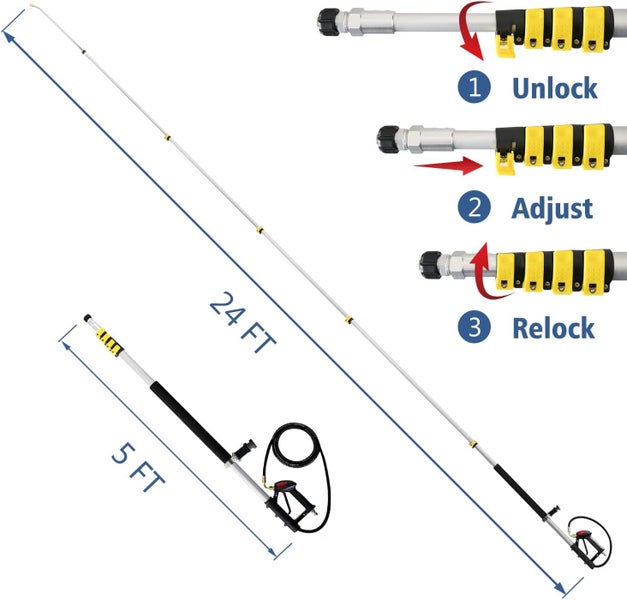 Pressure Washer Pole 7.3m Telescoping Pole with Harness Carousel 2