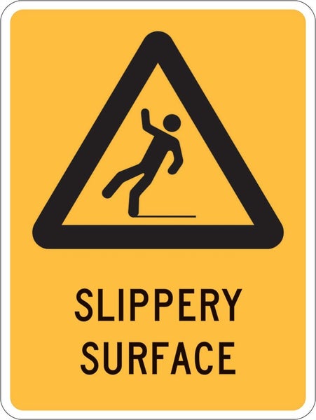 Warning Sign | Slippery Surface W180mm x H250mm (Single Sided) - Standard Carousel 1