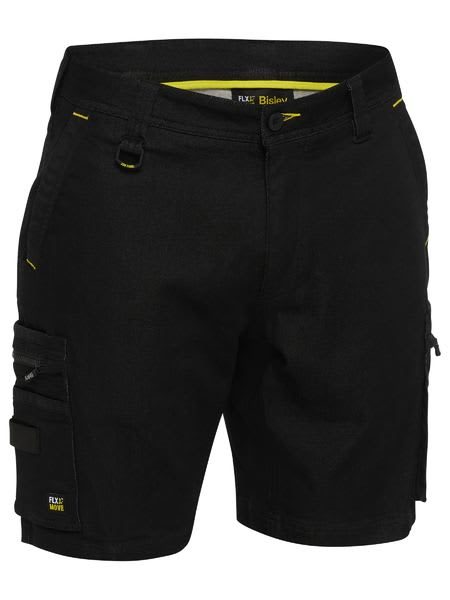 Bisley, Flx and Move Stretch Denim Zip Cargo Short - Black (Size: 92) Carousel 1