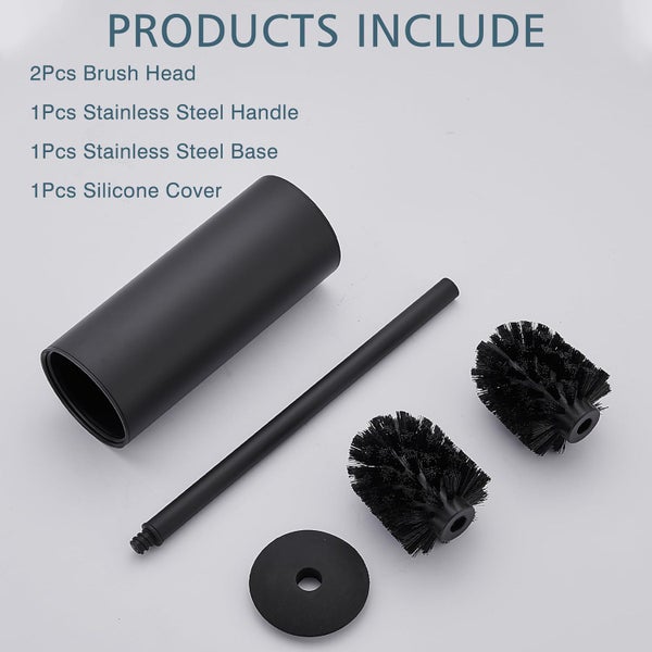 304 Stainless Steel Toilet Brush with Silicone Handle and Stand Carousel 8