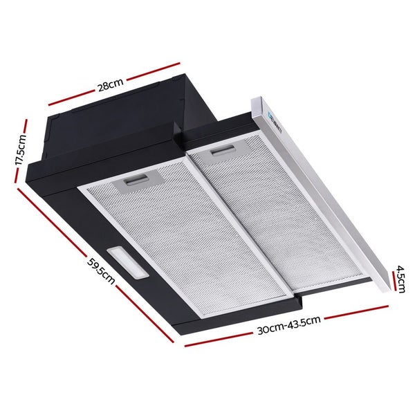 Devanti 600mm Range Hood 60cm Slide out Rangehood Stainless Steel Carousel 2
