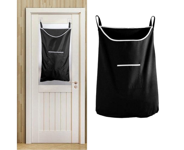 Space Saving Door Back Hanging Laundry Hamper Bag Dirty Clothes Storage Pouch Carousel 1